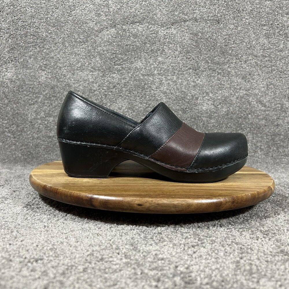 Dansko Tenley Women’s Size EU 38 Black Brown Leather Clogs Comfort Shoes Used